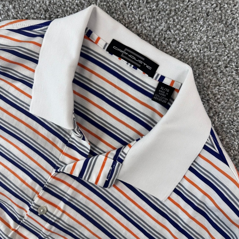 Carnoustie Polo Shirt Mens XL Striped Mercerized Cotton Golf Summer Pickleball